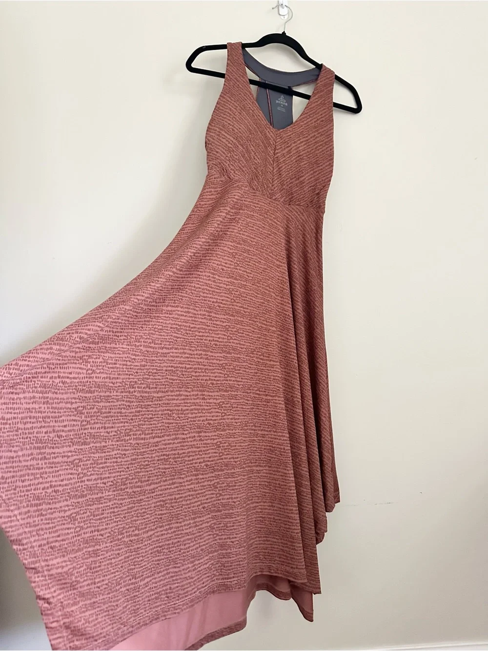Prana Saxon Dress Muave Racerback Built In Bra M Asymmetrical Handkerchief Hem - Picture 5 of 11